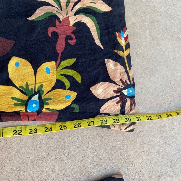 Farm Rio x Anthropologie Calla Flare High Rise Floral Black Pants Size M - Picture 6 of 9